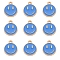 Alloy Enamel Charms, Flat Round with Smiling Face, Royal Blue, 14.5x12x1.5mm, Hole: 1.5mm