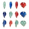 Biyun 48Pcs 12 Style Alloy Enamel Links Connectors, Leaf, Mixed Color, 4pcs/style