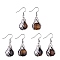 Natural Tiger Eye Palm Dangle Earrings, Platinum Brass Jewelry for Women, 38.5mm, Pin: 0.6mm