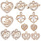 SUNNYCLUE 12Pcs 6 Style Valentine's Day Brass Micro Pave Cubic Zirconia Pendants, Heart, Clear, 10~17x9~19x2~3.5mm, Hole: 1~1.5mm, 2pcs/style