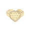 Brass Cuff Finger Rings, with Cubic Zirconia, Heart, Inner Diameter: 18.4mm