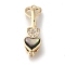 Brass Micro Pave Clear Cubic Zirconia Fold Over Clasps, Black Lip Shell Heart, Real 18K Gold Plated, 30mm