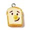 Opaque Resin Imitation Food Pendants, Bread Charms with Platinum Tone Iron Loops, Cornsilk, 22x15x5mm, Hole: 1.5mm