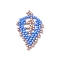 Glass Seed Beads Loom Pattern, Leaf Pendants, Royal Blue, 36x19x2mm, Hole: 0.6mm