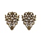 Iron Filigree Joiners Links, Etched Metal Embellishments, Leaf, Antique Bronze, 30x25.5x0.5mm