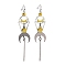 Alloy Geometry with Moon Dangle Earrings, Retro Style Long Drop Earrings for Women, Mixed Color, 94mm, Pin: 0.7mm