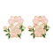 Rack Plating Alloy Enamel Pendants, Golden, Rhombus with Flower & Rabbit Charm, Pink, 30x28x1.5mm, Hole: 2mm