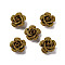 3D Rose Flower Baking Paint Aluminum Beads, with Sequins, Dark Goldenrod, 15.5x9mm, Hole: 1.2mm